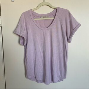 Loft Womens Knitted T Shirt Top Round Neck Short Sleeves Light Purple